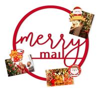 Fullhawl Christmas Card Holder with Magnets Merry Mail Metal Wreath Display Picture Xmas Wall Hanging Photo Holder for Xmas Greeting Card Picture Display