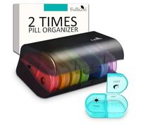 Fullicon Large Pill Boxes 7 Day 2 Times a Day, Easy to Use Tablet Organiser, Secure Weekly Pill Dispenser, Durable Daily Pill Pot Case, Portable AM PM Travel Pill Holder Container (Black Rainbow)
