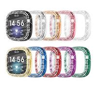 Fullife 10-Pack TPU Bumper for Fitbit Versa 3 Screen Protector, Crystal Diamond Bling Case HD Full Protective Cover for Men Women, Fitbit Versa 3/Fitbit Sense Smartwatch, 10 Colors