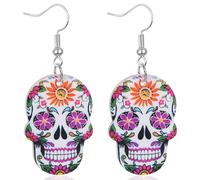 FULLIVE Halloween Earrings, Funny Skeleton Pumpkin Bat Cat Ghost Stud Dangle, Hypoallergenic Halloween Accessories for Woman, Aluminum, No Gemstone