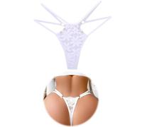 FULLJOYLOVE French Knickers for Women Plus Size Sexy Lace Thong Brazilian Knickers Button Up Seamless Knickers Underwear Hipster Panties Sexy Ladies Briefs Bikini Cheeky Thongs White UK 12