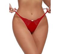 FULLJOYLOVE Women Lace Thong French Knickers Sexy G String Seamless Panties | Sexy Satin Underwear with Exquisite Flowers, Ice Silk, Soft Stretch & Mini Coverage, Cotton Crotch, Curvy, Plus Size XS-4XL