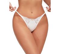 FULLJOYLOVE Women Lace Thong French Knickers Sexy G String Seamless Panties | Sexy Satin Underwear with Exquisite Flowers, Ice Silk, Soft Stretch & Mini Coverage, Cotton Crotch, Curvy, Plus Size XS-4XL