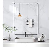 FullLength Bathroom Mirror Lightweight Aluminum Framed Wall Mounted Hanging Mirror Versatile Vertical/Horizontal Use Stylish Design for Shower and Home Decor(Negro,30x40cm)