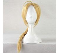 Fullmetal Alchemist Edward Elric 55cm Medium Long Straight Braid Styled Synthetic Cosplay Wigs Anime Costume Party Wig + Wig Cap