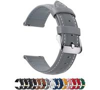 Fullmosa 18mm Leather Watch Strap for Smartwatches and Universal Watches | Quick Release Replacement Bands with Stainless Steel Metal Clasp, Genuine Leather Watch Straps for Men Women, Grey