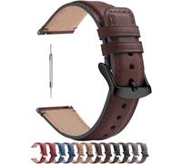 Fullmosa 18mm Watch Strap Compatible with Garmin Venu 3S/2S Men's, Leather Smart Watch Straps for Men Women, Brown + Silver Buckle