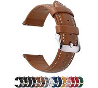 Fullmosa 24mm Leather Watch Strap for Smartwatches and Universal Watches | Quick Release Replacement Bands with Stainless Steel Metal Clasp, Genuine Leather Watch Straps for Men Women, Brown