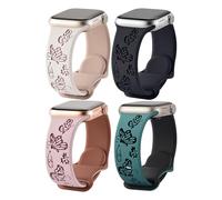Fullmosa 4 Pack Two-Tone Butterflies Floral Engraved Straps Compatible with Apple Watch Straps 42mm 41mm 40mm 38mm for Women, Soft Silicone Sport Band for iWatch Straps SE Series 10 9 8 7 6 5 4 3 2 1
