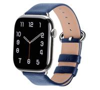 Fullmosa Compatible Apple Watch Straps 49mm 45mm 44mm 42mm Genuine Leather iWatch Replacement Bands for iWatch Series Ultra 8 7 6 SE SE2 5 4 3 Dark Blue
