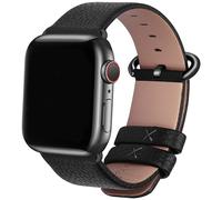 Fullmosa Compatible Apple Watch Straps 49mm 45mm 44mm 42mm Genuine Leather iWatch Replacement Bands for iWatch Series Ultra 8 7 6 SE SE2 5 4 3, Black