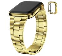 Fullmosa Compatible With Apple Watch Straps 40mm 41mm 38mm, Upgraded Version Stainless Steel iWatch Strap with Case for SE 3 2 1/Series 9 8 7 6 5 4 3 2 1 for Women Men, Rose Gold