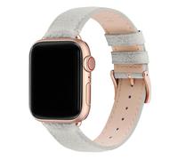 Fullmosa Compatible with Apple Watch Straps 44mm 46mm 45mm 42mm 49mm, Genuine Leather iWatch Bands for iWatch Ultra/SE 3 2 1 Series 11 10 9 8 7 6 5 4 for Women Men, Ivory White+Rose Gold Buckle
