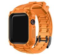 Fullmosa Compatible with Apple Watch Straps 44mm with Bumper Case for Men Women, TPU Rugged iWatch Strap for Apple Watch Series 6/5/4/SE/SE2/SE3, 44mm, Orange