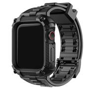 Fullmosa Compatible with Apple Watch Straps 46mm Series 11 10, TPU Rugged iWatch Strap Military Grade Shockproof Bumper Case with Screen Protector for Men Women, Black