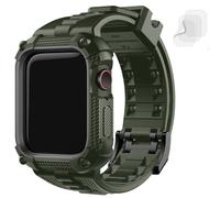 Fullmosa Compatible with Apple Watch Straps 46mm Series 11 10, TPU Rugged iWatch Strap Military Grade Shockproof Bumper Case with Screen Protector for Men Women, Army Green