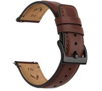 Fullmosa Leather Watch Strap 19mm Quick Release Leather Watch Band，Replacement Straps for Men/Women，Dark Brown+smoky Grey Hardware