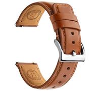 Fullmosa Leather Watch Strap 22mm Quick Release Leather Watch Band，Replacement Straps for Men/Women，Brown/Silver Buckle