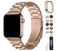 Fullmosa Rose Gold Apple Watch Straps 49mm 45mm 44mm 42mm Stainless Steel Replacement Band Compatible with iWatch Series Ultra 9 8 7 6 SE 5 4 3 2 1 Strap with Protective Case