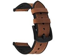 Fullmosa Watch Strap 20mm, Leather and Silicone Watch Straps Compatible with Samsung Galaxy 7/6/5/4 40mm 44mm/Galaxy FE 40mm/5 Pro 45mm/6 Classic 43mm 47mm/4 Classic 46mm 42mm, Brown
