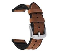 Fullmosa Watch Strap 20mm, Leather and Silicone Watch Straps Compatible with Samsung Galaxy 7/6/5/4 40mm 44mm/Galaxy FE 40mm/5 Pro 45mm/6 Classic 43mm 47mm/4 Classic 46mm 42mm, Brown