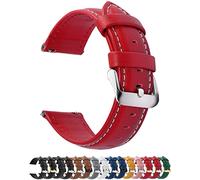Fullmosa Watch Strap, Genuine Leather Watch Straps with Stainless Metal Clasp, Quick Release Replacement Bands, 14mm 16mm 18mm 19mm 20mm 22mm 24mm, Red