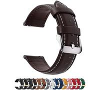 Fullmosa Watch Strap, Genuine Leather Watch Straps with Stainless Metal Clasp, Quick Release Replacement Bands, 14mm 16mm 18mm 19mm 20mm 22mm 24mm, Dark Brown
