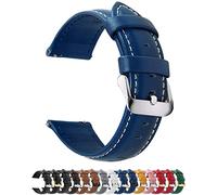 Fullmosa Watch Strap, Genuine Leather Watch Straps with Stainless Metal Clasp, Quick Release Replacement Bands, 14mm 16mm 18mm 19mm 20mm 22mm 24mm, Dark Blue