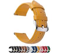 Fullmosa Watch Strap, Genuine Leather Watch Straps with Stainless Metal Clasp, Quick Release Replacement Bands, 14mm 16mm 18mm 19mm 20mm 22mm 24mm, Yellow