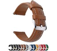 Fullmosa Watch Strap, Genuine Leather Watch Straps with Stainless Metal Clasp, Quick Release Replacement Bands, 14mm 16mm 18mm 19mm 20mm 22mm 24mm, Brown