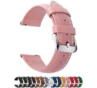 Fullmosa Watch Strap, Genuine Leather Watch Straps with Stainless Metal Clasp, Quick Release Replacement Bands, 14mm 16mm 18mm 19mm 20mm 22mm 24mm, Pink