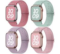 Fullmosa Water-Resistant Nylon Strap Compatible with Apple Watch Straps 42mm(Series 11/10) 40mm 41mm 38mm for Women Men, 4 Pack Sport Stretchy Bands for iWatch SE 3 2 1/Series 11 10 9 8 7 6 5 4 3 2 1