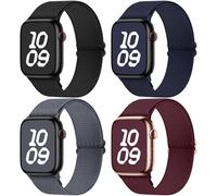 Fullmosa Water-Resistant Nylon Strap Compatible with Apple Watch Straps 42mm(Series 11/10) 40mm 41mm 38mm for Women Men, 4 Pack Sport Stretchy Bands for iWatch SE 3 2 1/Series 11 10 9 8 7 6 5 4 3 2 1
