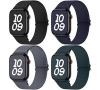 Fullmosa Water-Resistant Nylon Strap Compatible with Apple Watch Straps 46mm 44mm 45mm 42mm 49mm for Women Men, 4 Pack Sport Stretchy iWatch Band for Ultra SE 3 2 1/Series 11 10 9 8 7 6 5 4 3 2 1