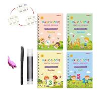 Fullofcarts Writing Books, Full of Carts Hand Writing, Magic Groove Practice Books, Reusable Magic Copybooks, Magical Handwriting Workbooks Number Letter TracingStyle: Math Book + Alphabet Book + Num