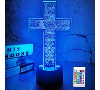 FULLOSUN Cross 3D Night Light, Christ Optical Illusion Lights 16 Colors Change with Remote Control, The Lord Desk Lamps Room Home Decor Xmas Birthday Easter Crucifix Gifts