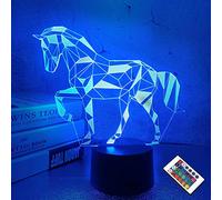 FULLOSUN Night Lights for Kids Horse Illusion 3D Night Light Bedside Lamp 16 Colors Changing with Remote Control Best Birthday Gifts for Child Baby Boy and Girl