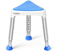 FULLOT Space-Saving Triangular Shower Chair for Elderly and Disabled, 400 lbs Adjustable Shower Stool Seat with Stable-Bracing, Non-Slip Bathtub Chair, Tool-Free Assembly, Blue With Eva Pad