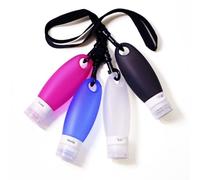 FullPlus TSA Approved Portable Silicone Travel Bottles Set with Shower Lanyard for Gym (3.3 oz,Pack of 4)