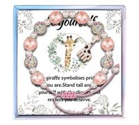 Fullrainbow Beautiful Giraffe Bracelet for Women, Giraffe Bracelet, Giraffe Lovers Gifts, Spiritual Animal Gifts, Natural Stone Bracelet, Inspirational Giraffe Jewelry for, Stone, Agate