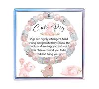 Fullrainbow Cute Pig Bracelet for Women - Pig Lovers' Gifts, Middle, Stone, no gemstone
