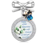 Fullrainbow Something Blue for Bridal Charm, Crystal Rhinestone Wedding Day Gift with Angel Wing Pendant Bridal Gifts（Forever our little girl）