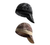 Fullsheild Reversible Welding Cap Flame Resistant CAT 2 Protective FR Welder Hats 6 Pannel Lightweight Printed for Men Women Paisley Black & Brown-2pcs 7 1/8