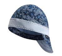 Fullsheild Reversible Welding Cap Flame Resistant CAT 2 Protective FR Welder Hats 6 Pannel Lightweight Printed for Men Women Paisley Blue 7 3/8