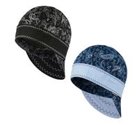 Fullsheild Reversible Welding Cap Flame Resistant CAT 2 Protective FR Welder Hats 6 Pannel Lightweight Printed for Men Women Paisley Black & Blue-2pcs 7