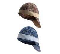 Fullsheild Reversible Welding Cap Flame Resistant CAT 2 Protective FR Welder Hats 6 Pannel Lightweight Printed for Men Women Paisley Blue & Brown-2pcs 7