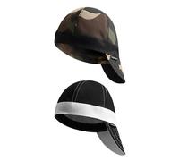 Fullsheild Reversible Welding Cap, Flame Resistant CAT 2 Protective Welder Hats, 6 Pannel Midweight Printed, for Men Women, Black/White & Camo-2pcs, 7.25