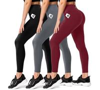 FULLSOFT 3 Pack Leggings for Women High Waisted Soft Black Yoga Pants for Workout Athletic Running Reg & Plus Size