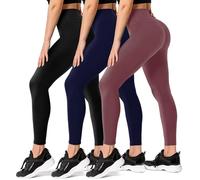 FULLSOFT 3 Pack Leggings for Women High Waisted Soft Black Yoga Pants for Workout Athletic Running Reg & Plus Size