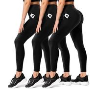 FULLSOFT 3 Pack Leggings for Women High Waisted Soft Tummy Control Yoga Pants for Workout Athletic Running Reg & Plus Size